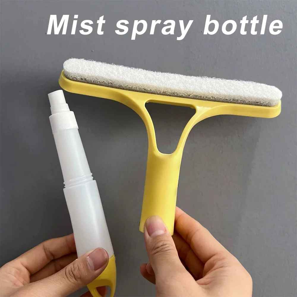 3 in 1 window cleaning drainer, multifunction glass mirror wiper with spray bottle, microfiber scrub, home and car cleaning tools