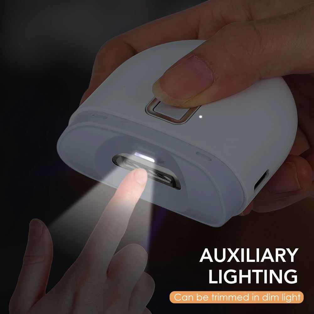 Automatic electric nail clipper with LED light, nail polishing grinder for children and adults, portable manicure tools