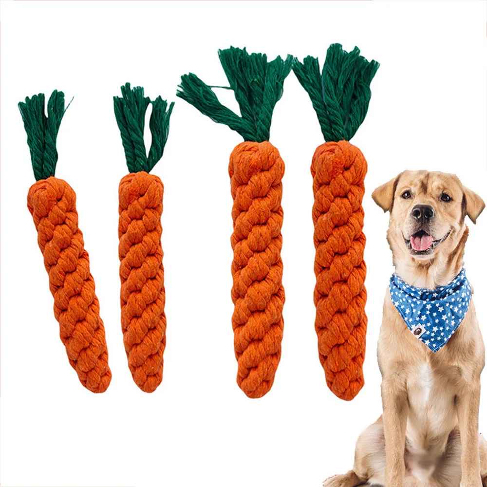 Carrot dog bite rope, dog toys, safe, durable, braided, dog chew toys, resistant, cleaning Tooth molar, cotton rope, 1 pcs.