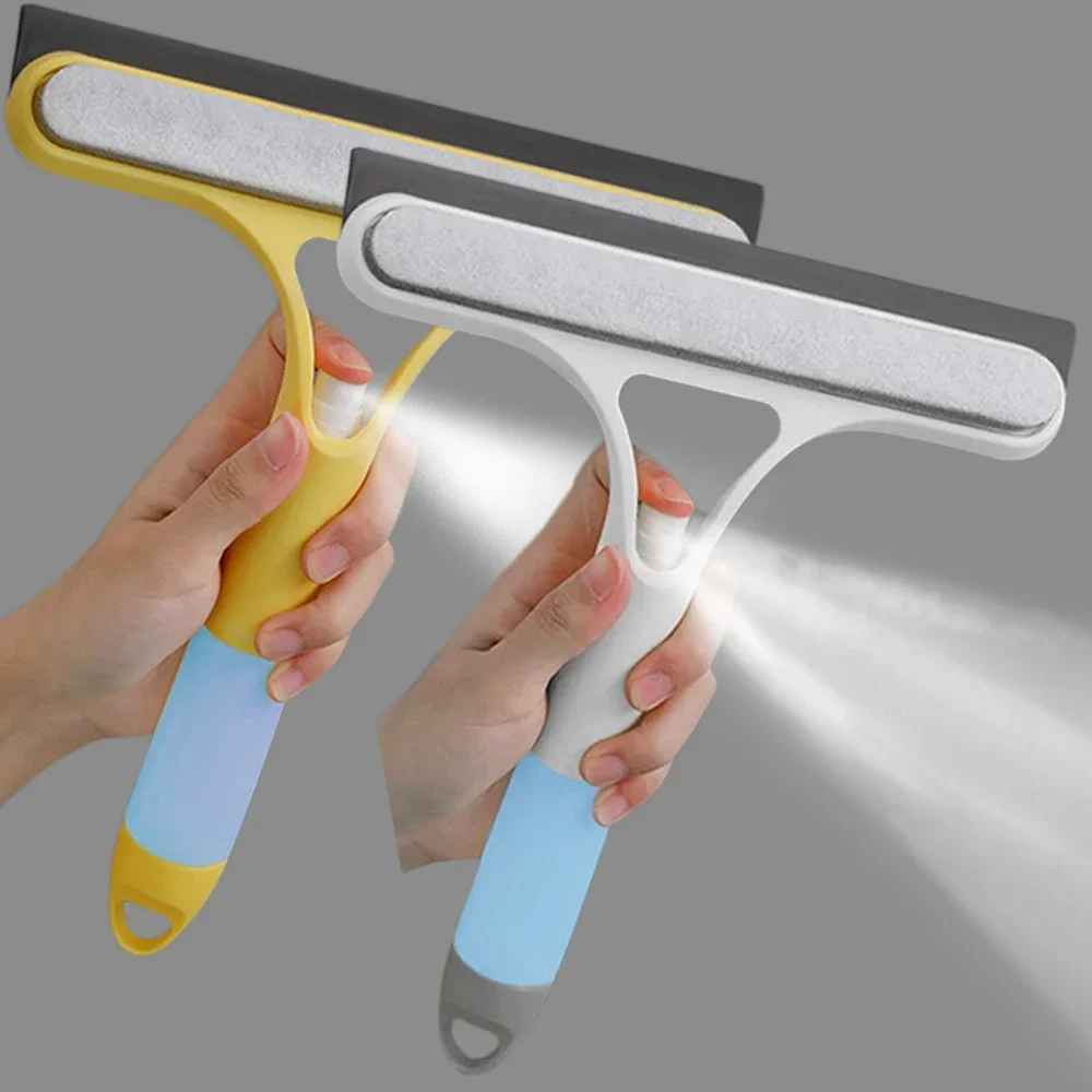 3 in 1 window cleaning drainer, multifunction glass mirror wiper with spray bottle, microfiber scrub, home and car cleaning tools