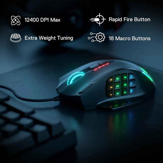 Redragon M908 High-Precision Gaming Mouse – RGB, Wired, 12400 DPI