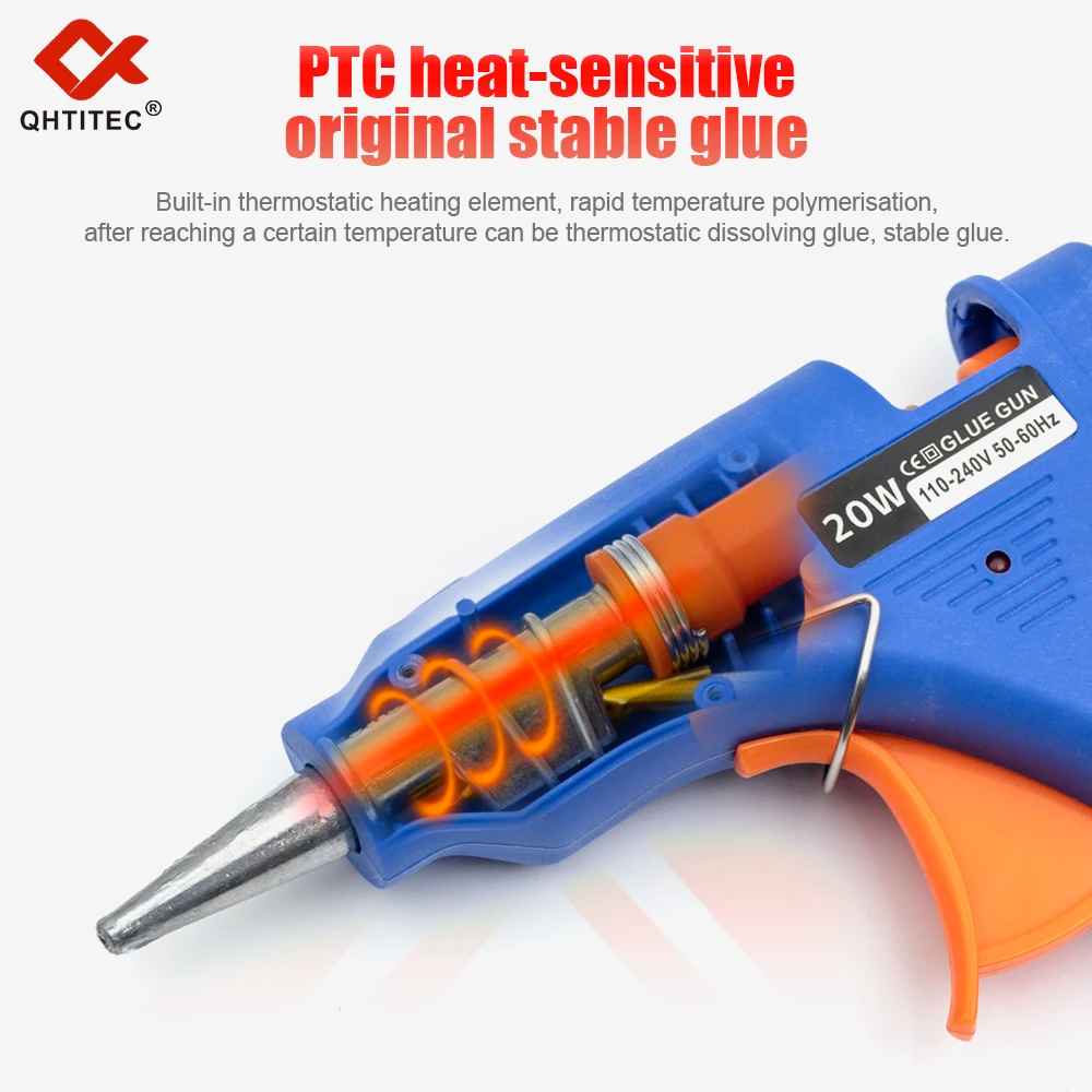 20W hot melt glue gun with switch. Suitable for 7mm glue stick, Mini Industrial adhesive hot gun, electric heat temperature gun repair tool