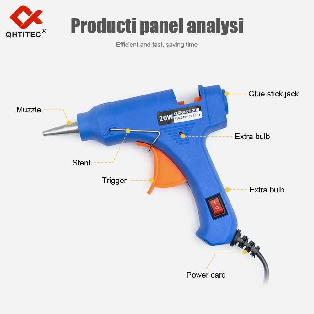 20W hot melt glue gun with switch. Suitable for 7mm glue stick, Mini Industrial adhesive hot gun, electric heat temperature gun repair tool