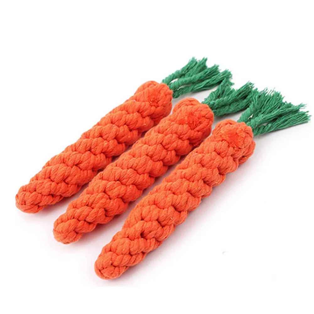 Carrot dog bite rope, dog toys, safe, durable, braided, dog chew toys, resistant, cleaning Tooth molar, cotton rope, 1 pcs.