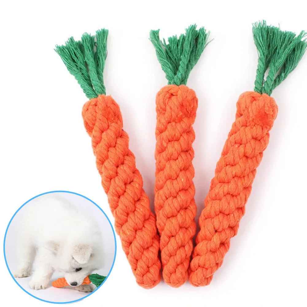 Carrot dog bite rope, dog toys, safe, durable, braided, dog chew toys, resistant, cleaning Tooth molar, cotton rope, 1 pcs.