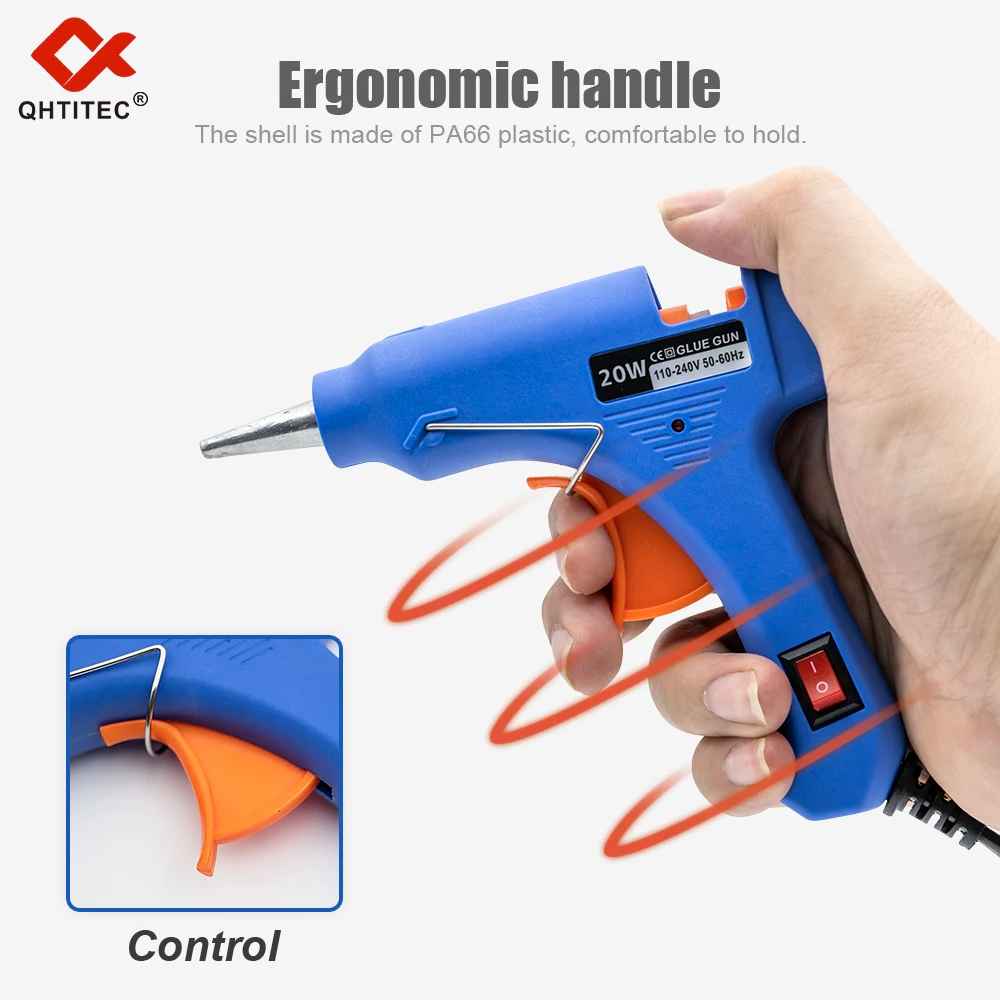 20W hot melt glue gun with switch. Suitable for 7mm glue stick, Mini Industrial adhesive hot gun, electric heat temperature gun repair tool